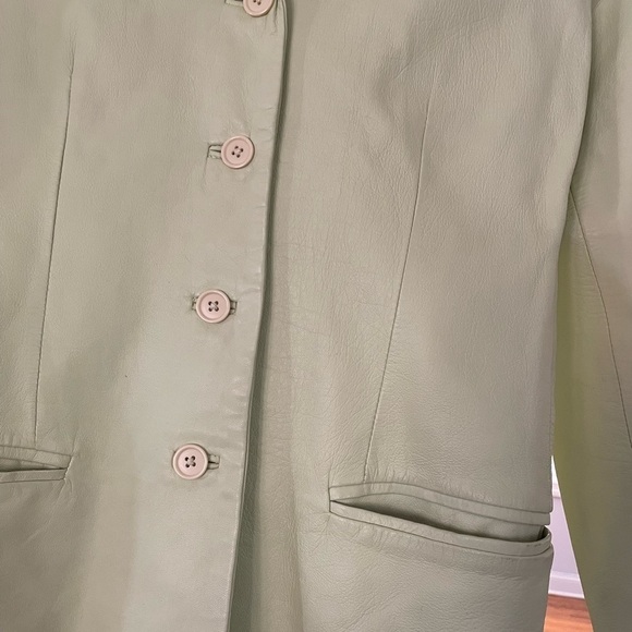 Inc International women’s Lemon green genuine leather Jacket size 8 P - Picture 4 of 6